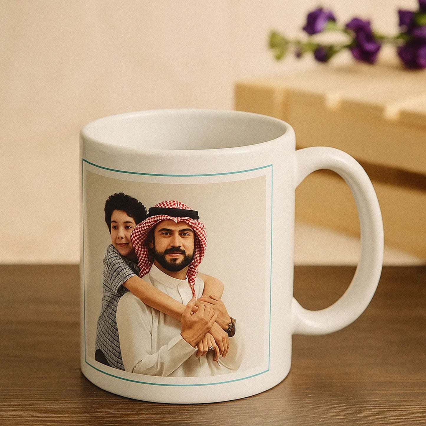 Custom photo printed white ceramic mug gift for father