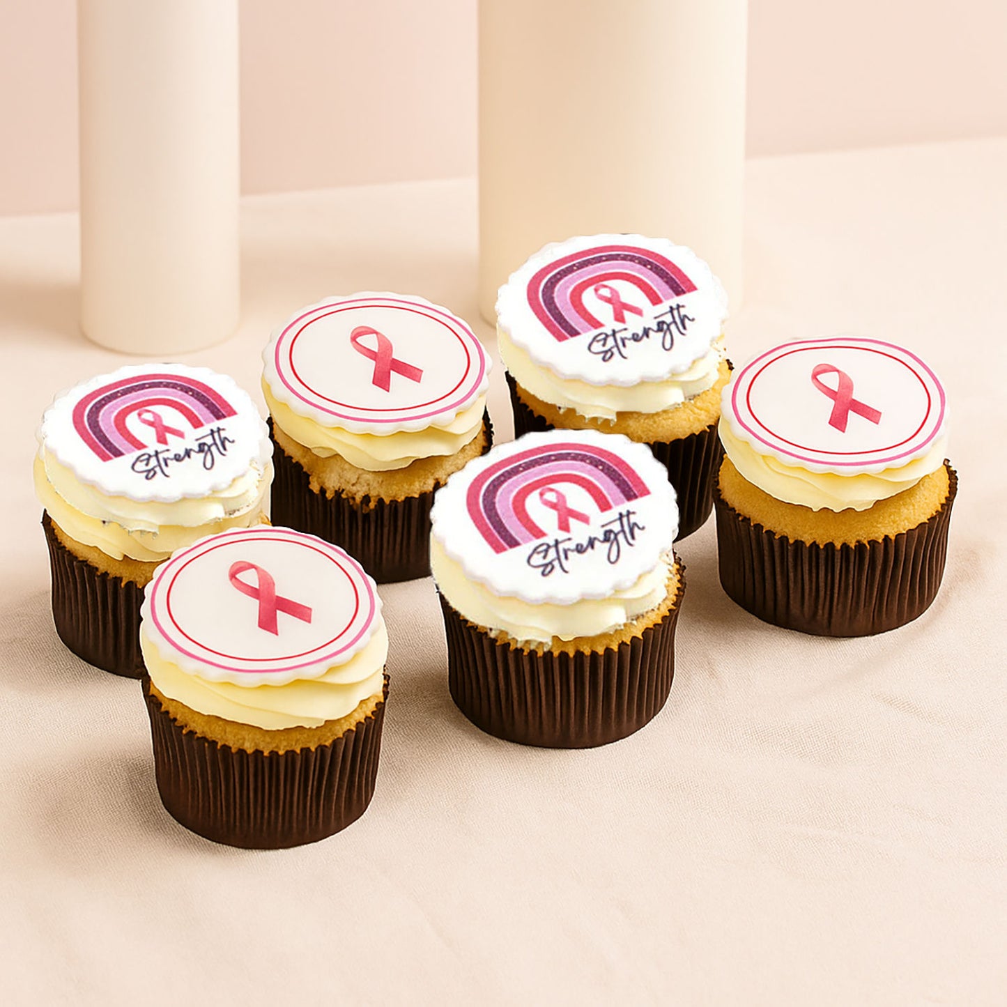 Pink Ribbon Vanilla Cupcakes