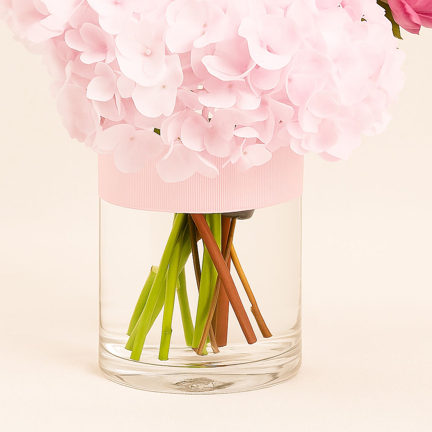 Pink Hydrangea n Roses Dew’s Charm Vase