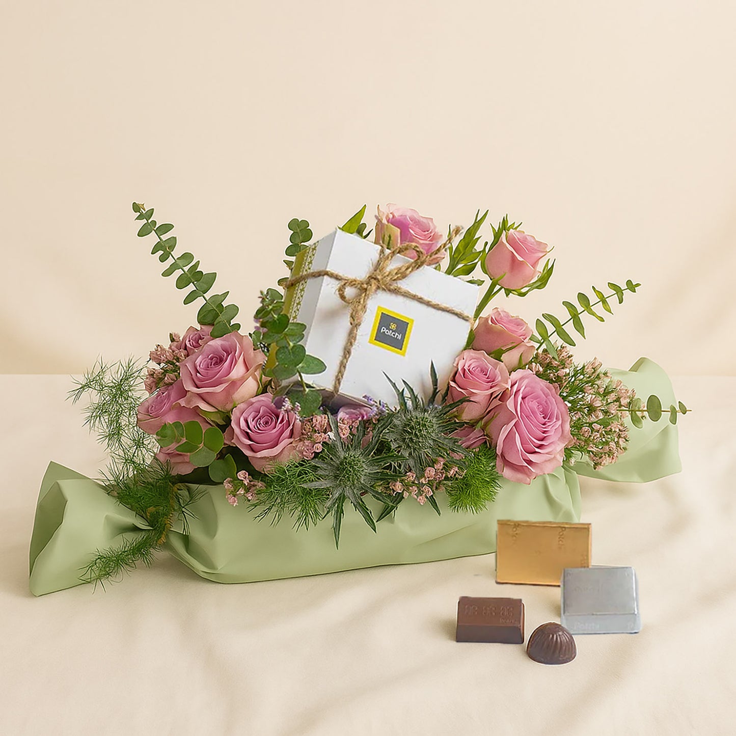 باقة ورد و بوكس باتشي فاخر