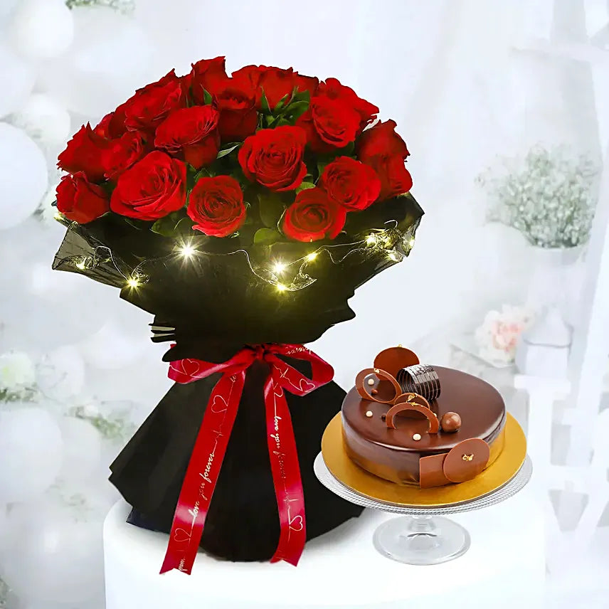 Red Rose Elegance LED Wrapping Bouquet