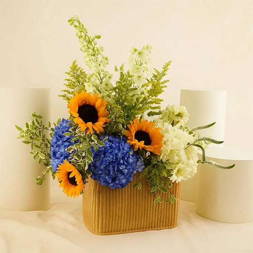 Sunflower n Hydrangea Flower Basket