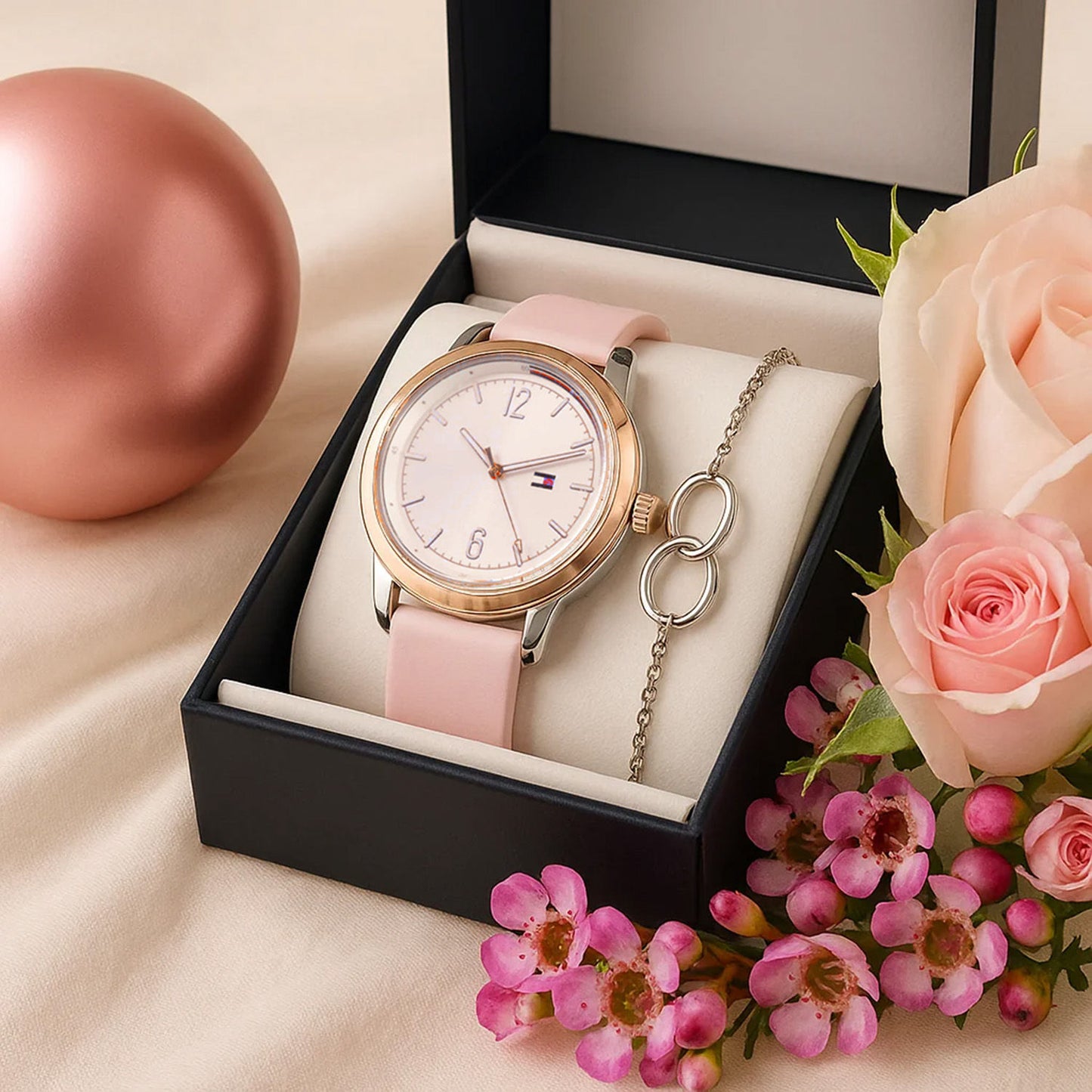 Tommy Hilfiger Women Watch Set n Flower Tray