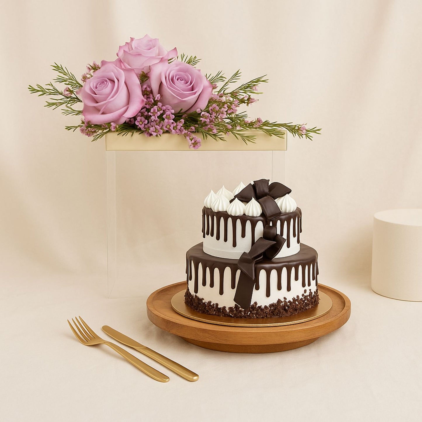 Ultimate Chocolate Cascade Cake With Roses