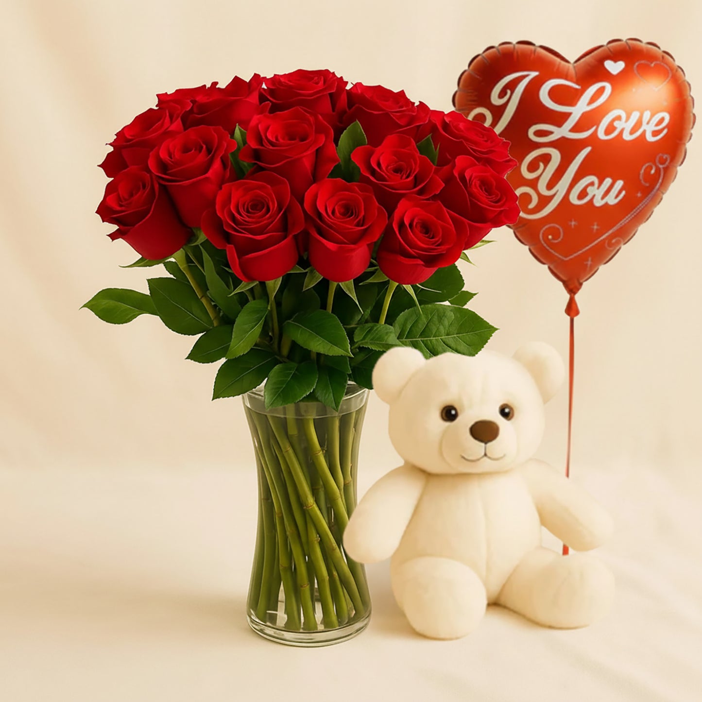 Zahia | Red Rose Vase Arrangement