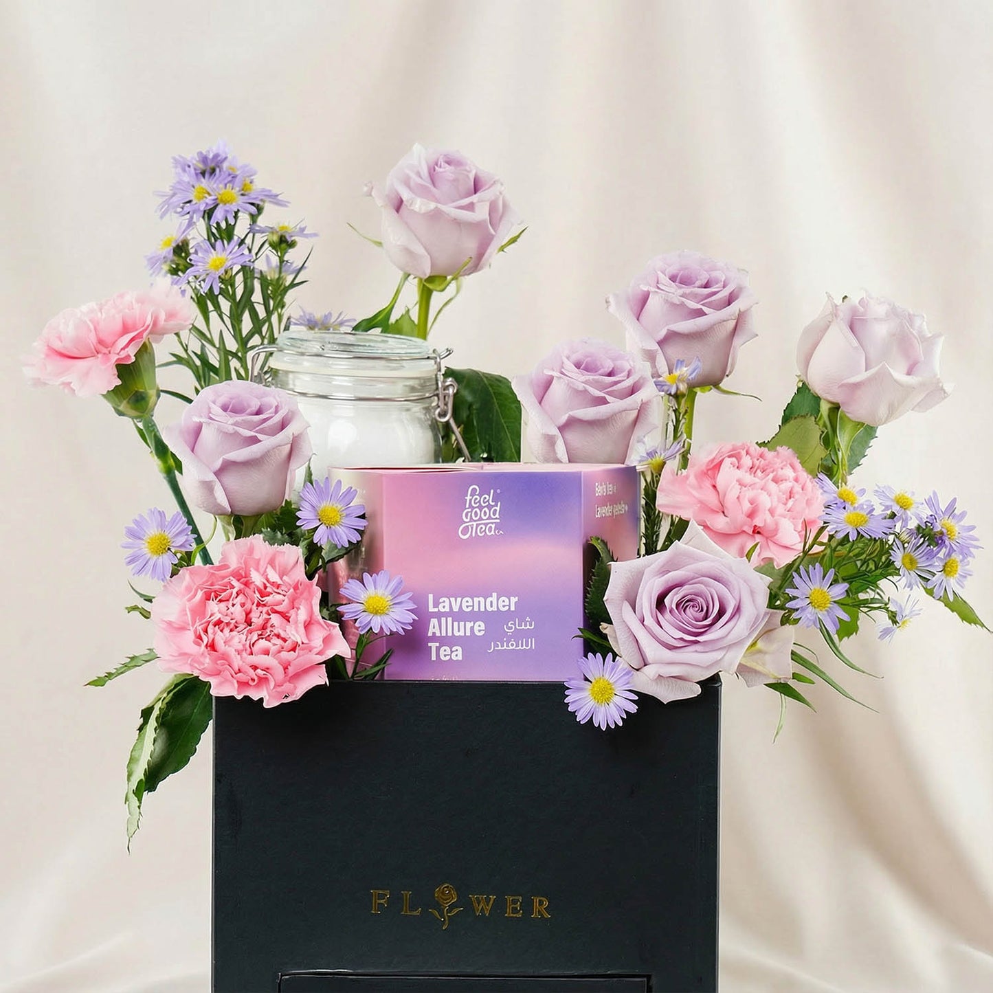 Lavender Allure Flower n Tea Combo