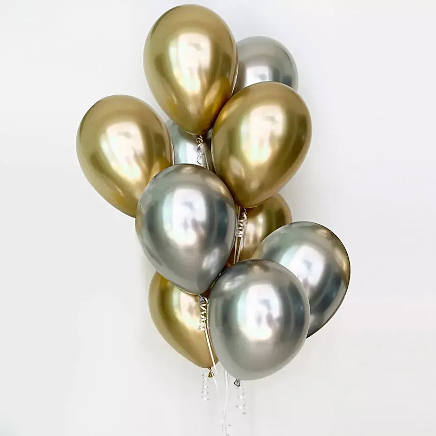 Elegant Gold & Silver Chrome Balloon Set