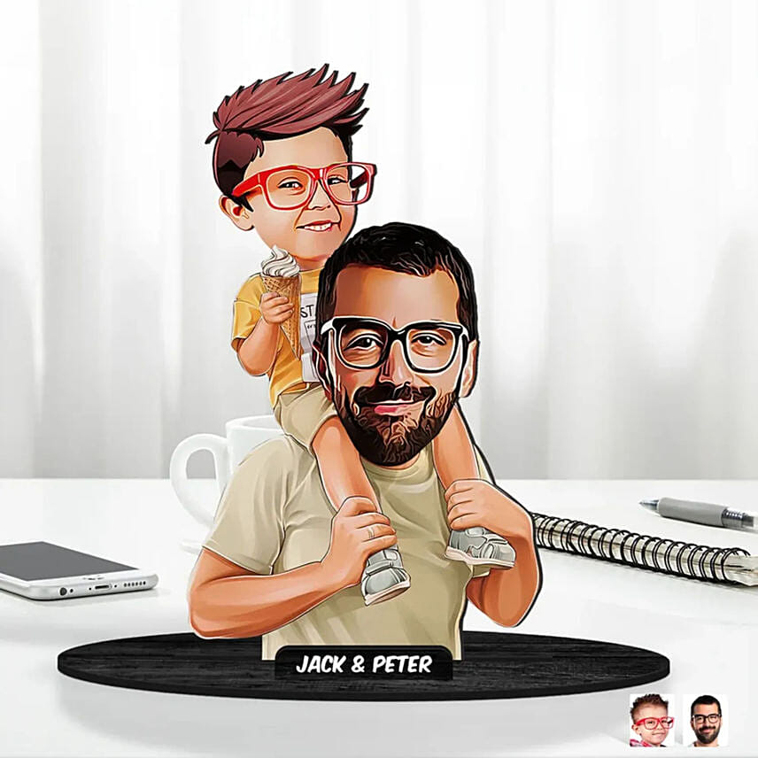 Personalized Cartoon Photo Table Decor for Dad