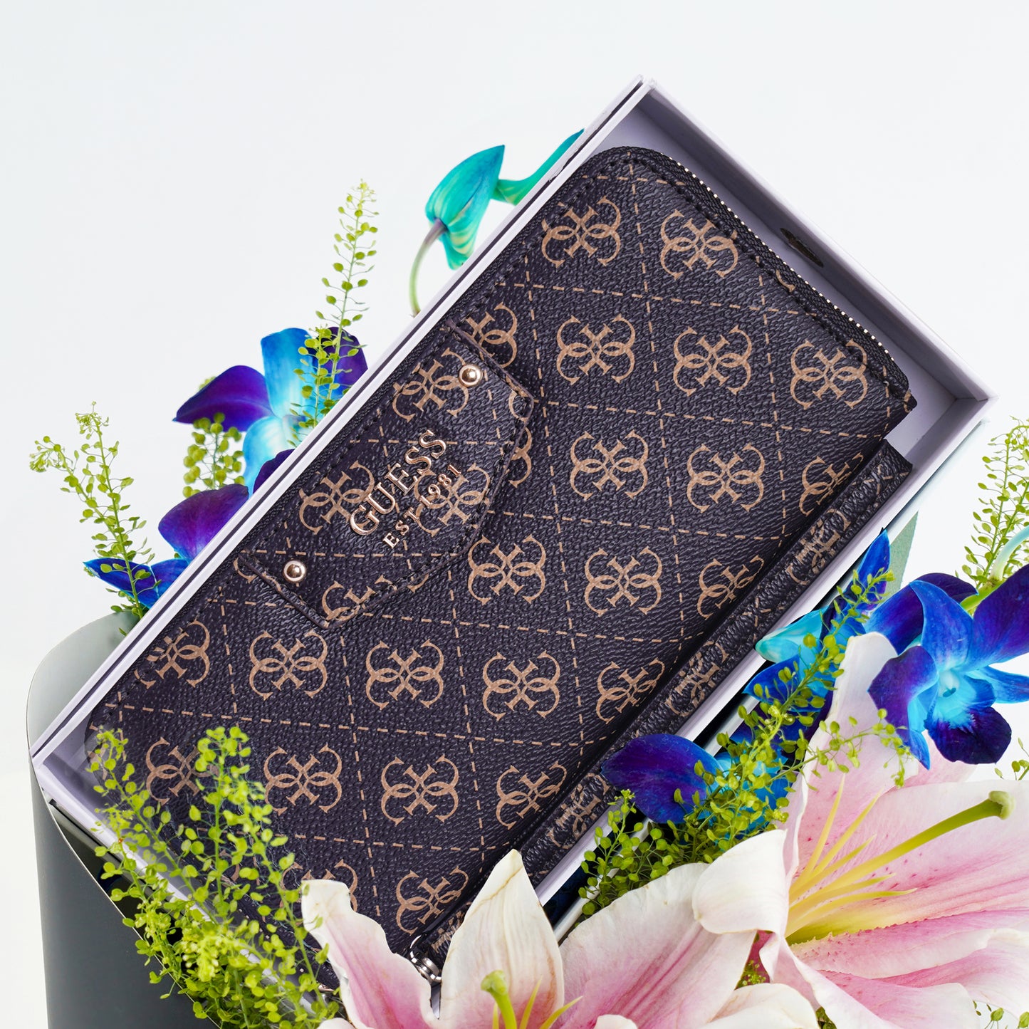 Guess Wallet For Her With Lily n Orchid Bouquet