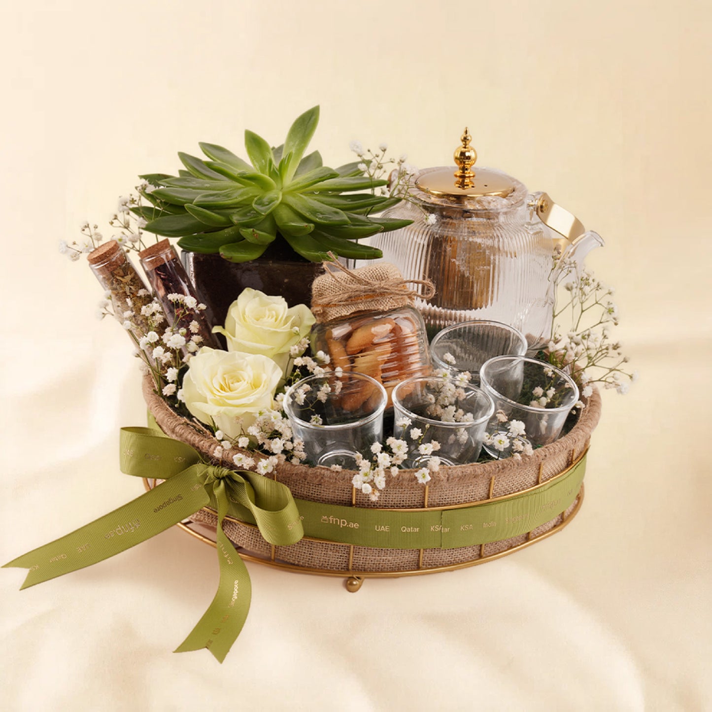 Coffee Serving Tray With Flowers & Plants