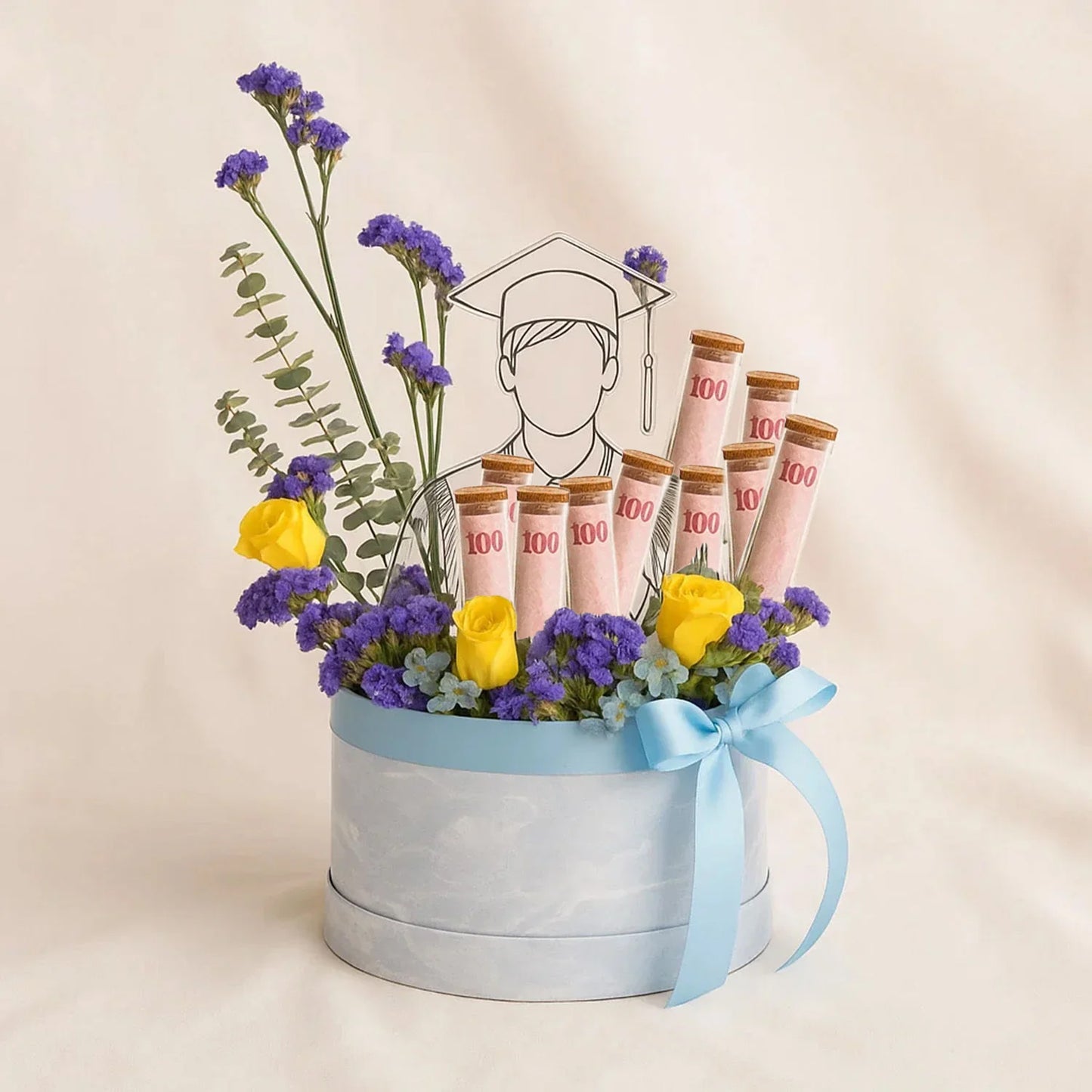Men's Graduation Flower n Money Box 