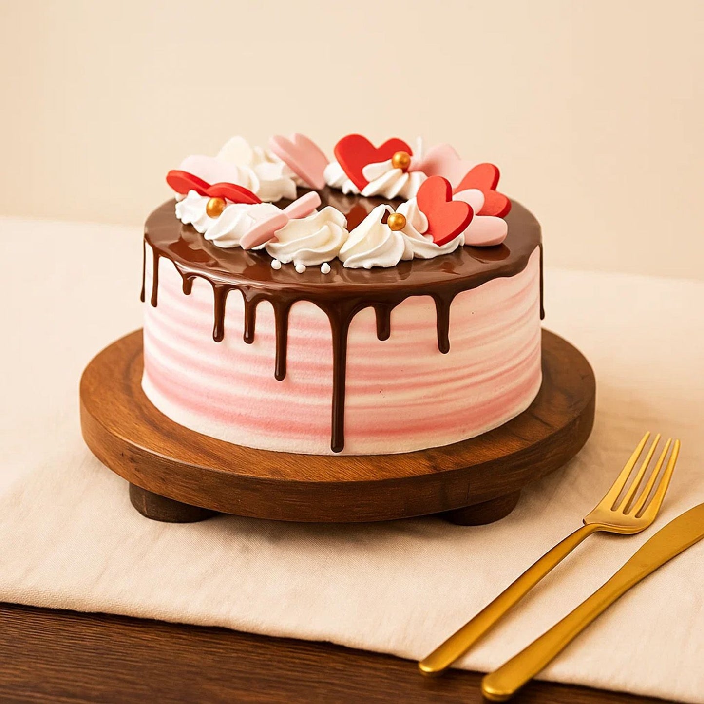 Chocolate Dripping Elegant Cream Cake