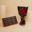La Merna Chocolate Box n Red Roses Flower Bouquet