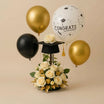 Graduation White Roses With Chocolate n Balloons