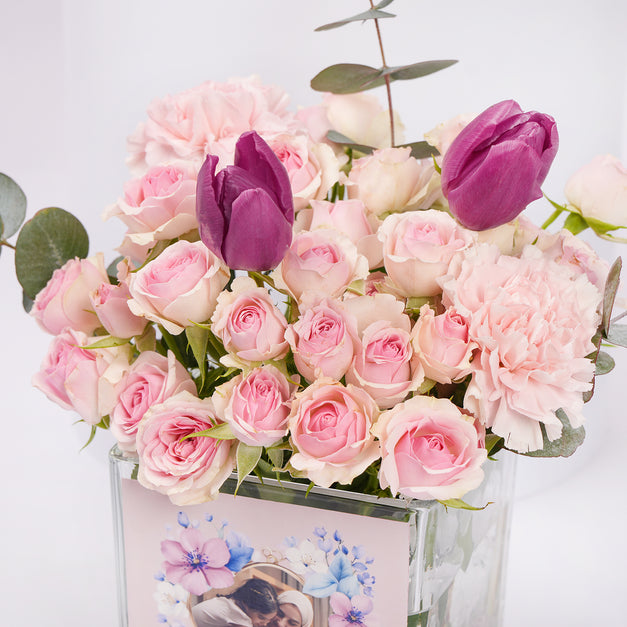 أحبك أمي | مزهرية ورد و توليب