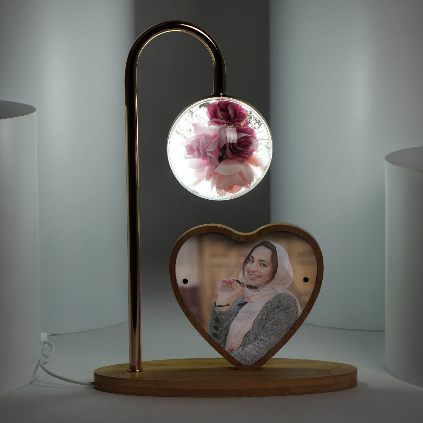 Pink Rose Customized Photo Lamp 