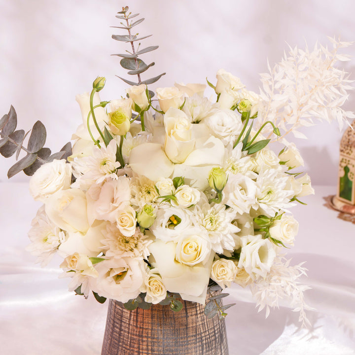 New Year Blessing White Flower Vase 