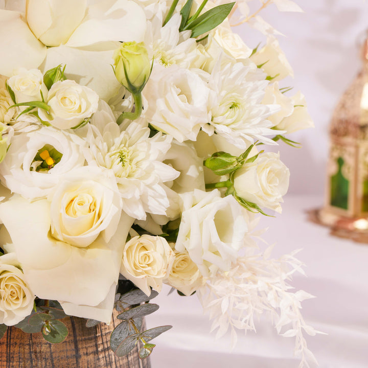 New Year Blessing White Flower Vase 