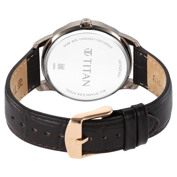Titan Analog White Men's Watch with Brown Strap