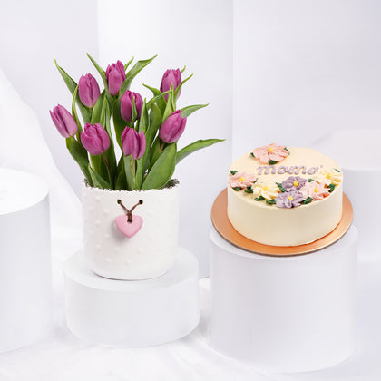 Mama Floral Cake n Tulip Vase