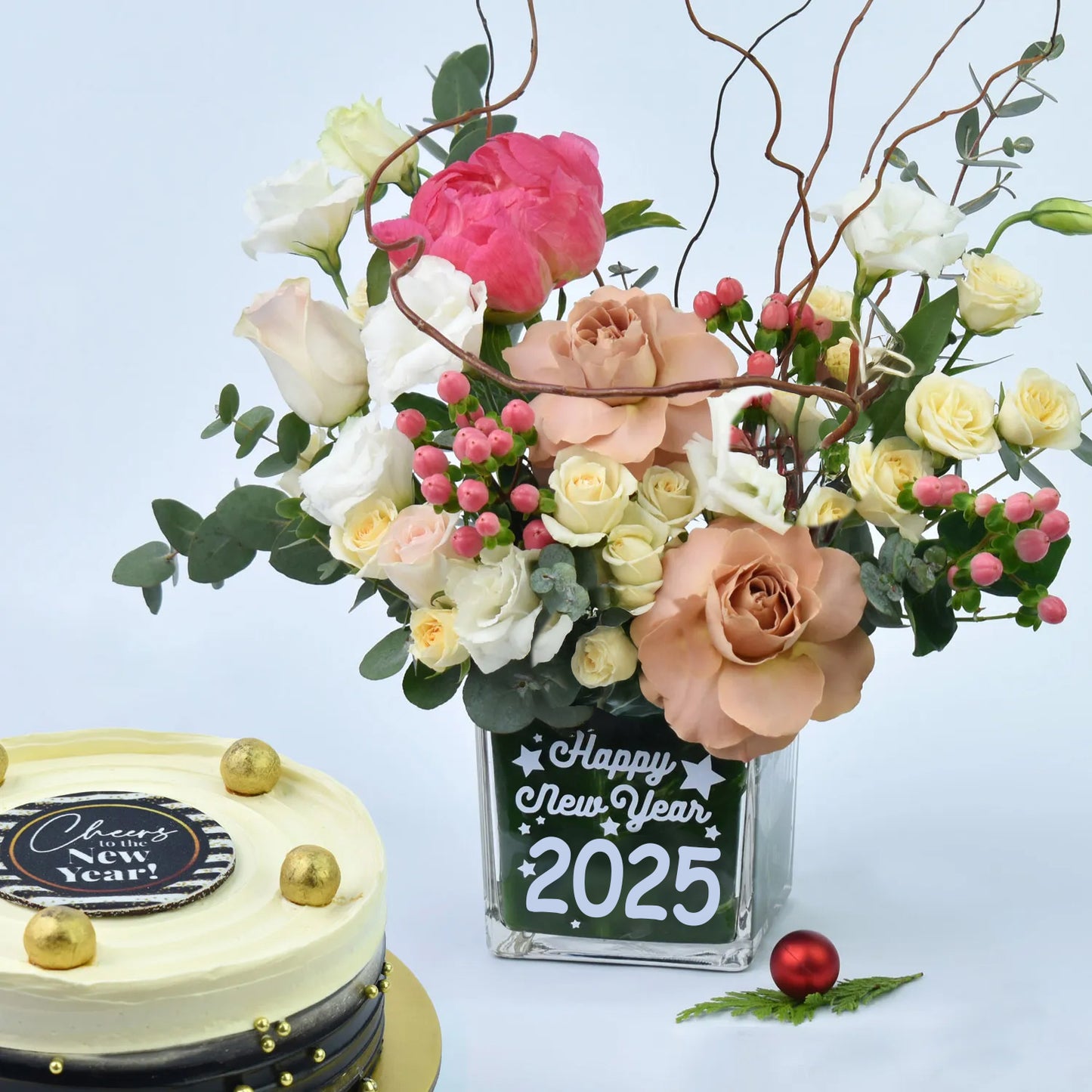 New Year Wishes Flower n Cake Combo