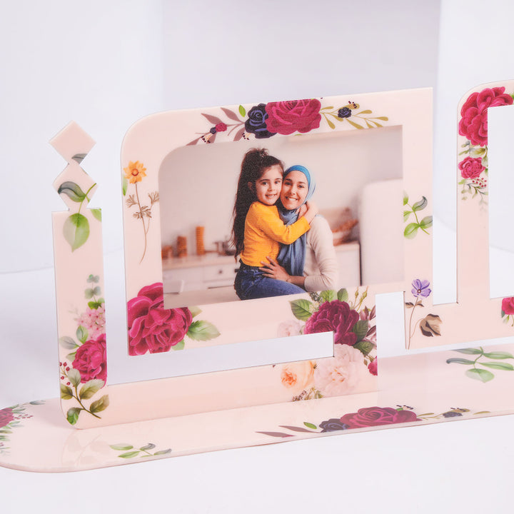 My Mom Floral Acrylic Photo Table Top
