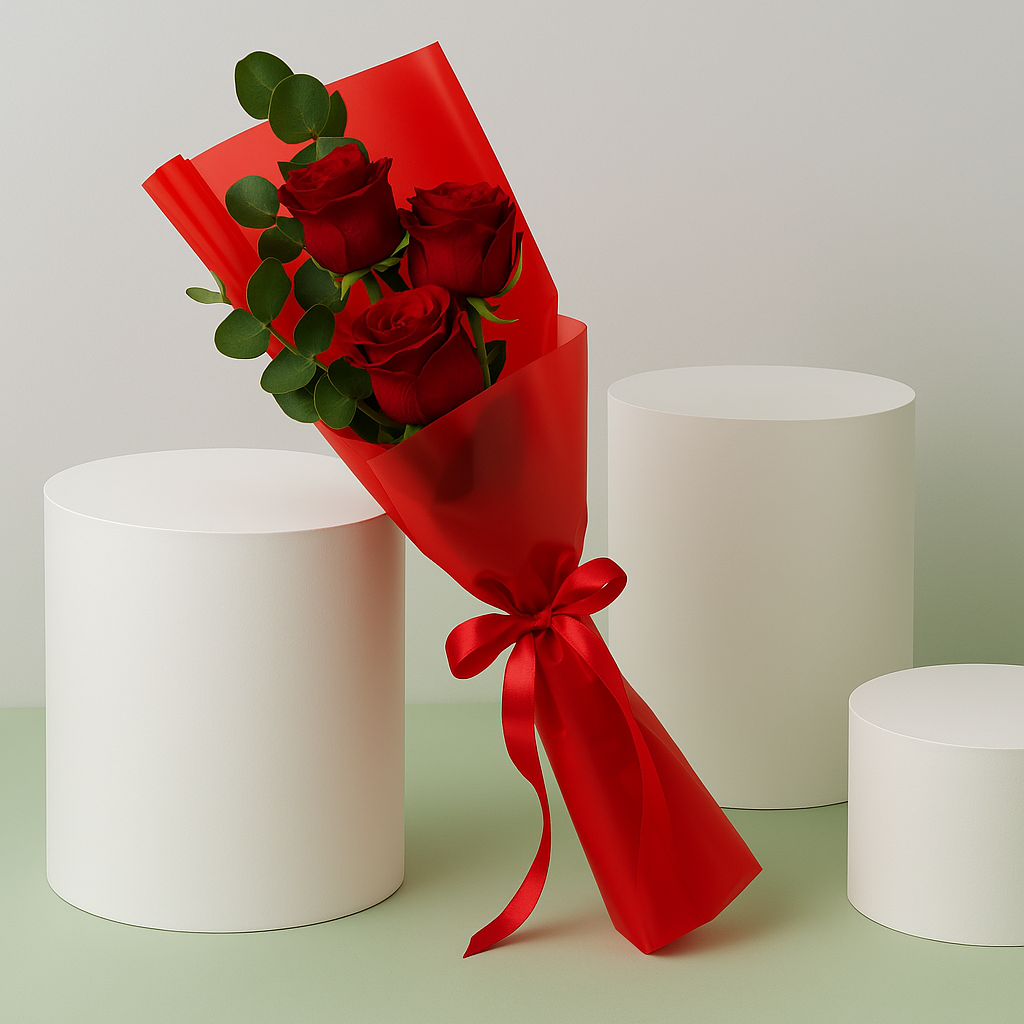 باقة ورد احمر غلاف أحمر