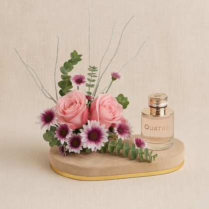 عطر بوشرون كواتر نسائي مع باقة ورد
