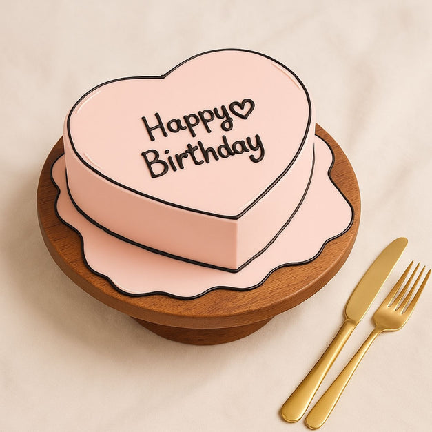 Heart-shaped Pink Birthday Cake