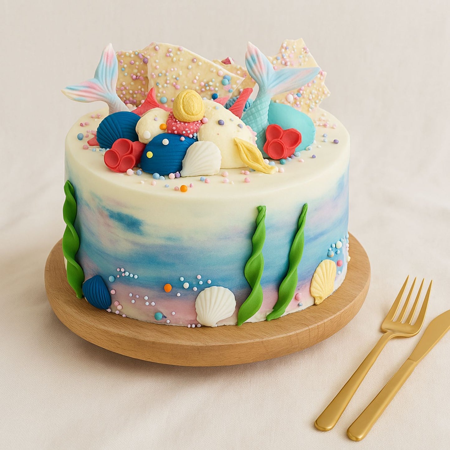 Little Mermaid Design Kids Birthday Cake