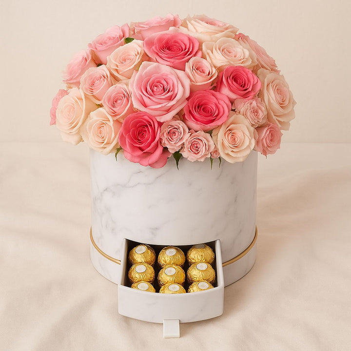 Luxury Box Roses n Ferrero Rocher Chocolates