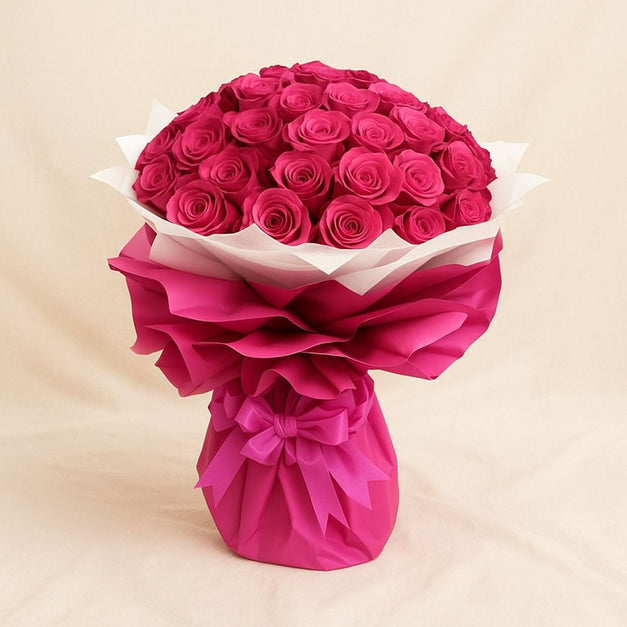 Majestic Pink Roses Flower Bouquet