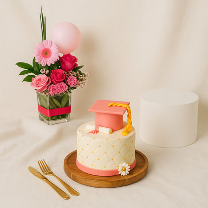 Cake and Roses Bouquet - Sweeten Graduation