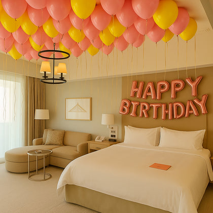 Birthday Decoration Pink and Yellow Balloons