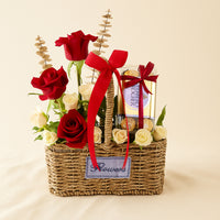 Red Roses n Ferrero Rocher Basket