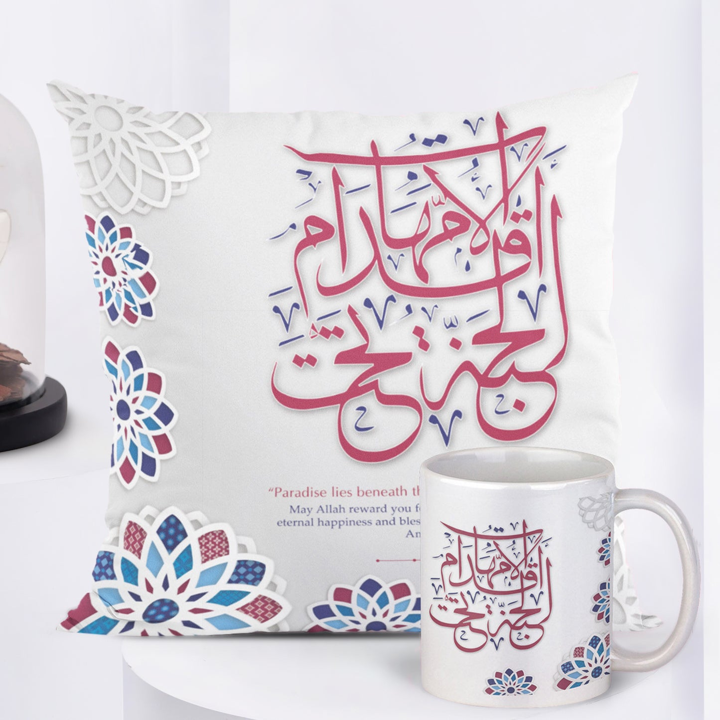 كومبو هدايا الأم | وردة محفوظة مع وسادة و مج