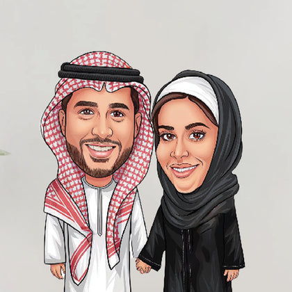 Saudi Couple Caricature Personalized Gift