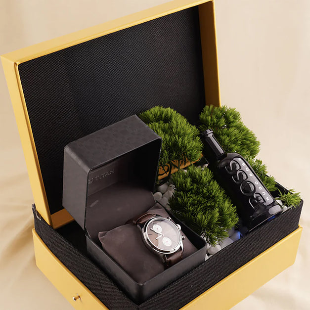 Boss Men's Perfume n Titan Watch Gifts For Him