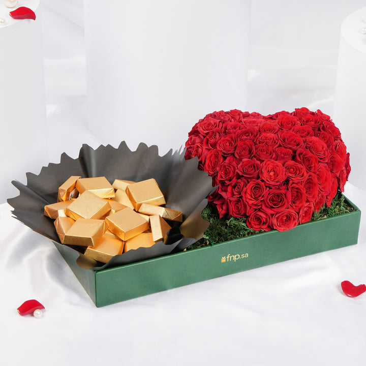 The Spray Rose Heart n Chocolate Tray