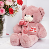 Raqia | 21 Red n Pink Flower Vase With Teddy Bear 