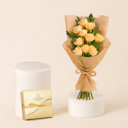 Nice Peach Roses Flower Bouquet