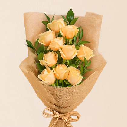 Nice Peach Roses Flower Bouquet