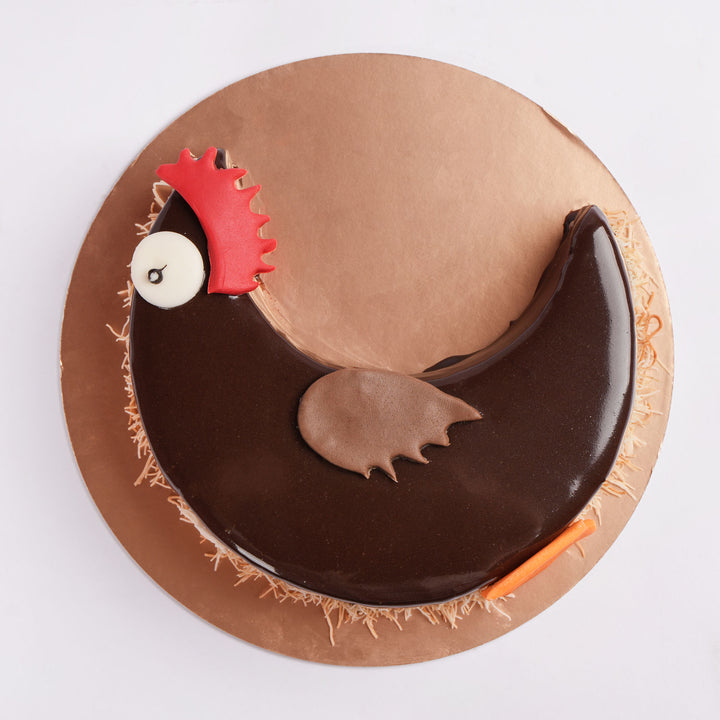 Hen Designed Chocolate Cake