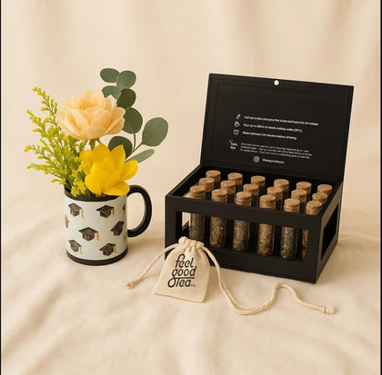 Graduation Rose Mug n Feel Good Tea Discovery Box 