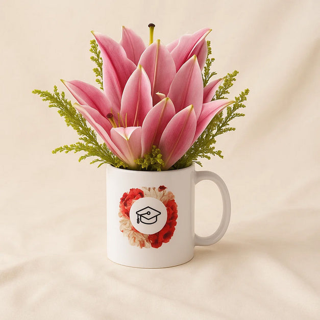 Elegant Pink Lily Graduation Mug 