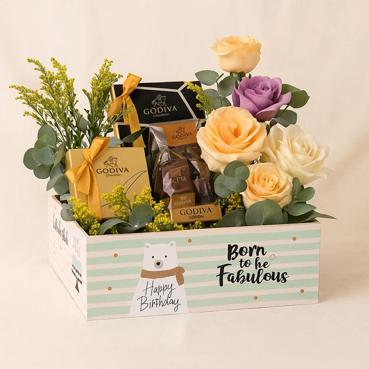 هدايا عيد ميلاد شوكولاتات جوديفا مع ورود