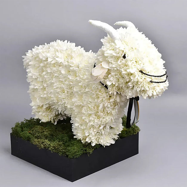 Eid Al Adha Wishes | White Floral Goat Arrangement