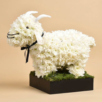 Eid Al Adha Wishes | White Floral Goat Arrangement