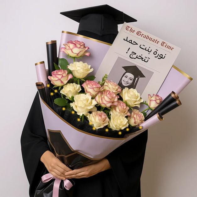  Ladies' Graduation Bouquet n Personalized Congrats Print