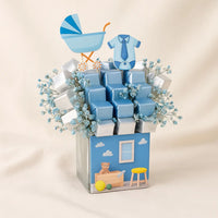 Sweet Arrival Baby Boy Chocolate Blue Vase